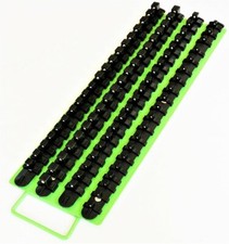 80pc Grip Socket Storage Tray Rail Rack Holder 14 38 12 Lime Green Black Clip