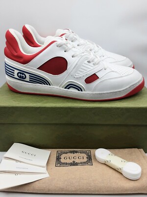 Gucci Basket Demetra men's distressed sneakers white/red/blue UK 13 US 13.5 $950