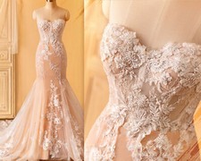 Elegant Mermaid Wedding Dresses Sweetheart Sleeveless Tulle Applique Bridal Gown