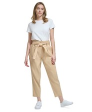 /LX010/ Calvin Klein Linen Blend High-Rise Tie-Waist Pants Beige Sz 6 119.50