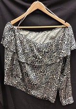 Ladies Mint Velvet Neutral Philippa Print Top Size 16