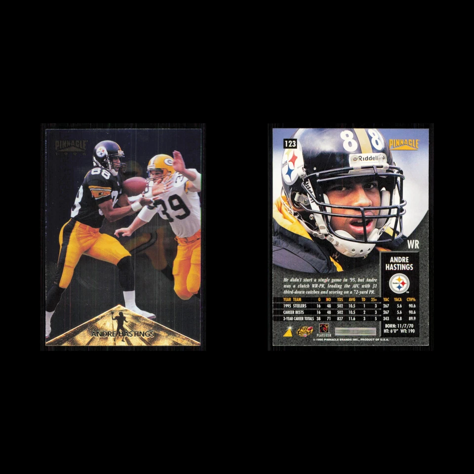 Andre Hastings #123 1996 Pinnacle Pittsburgh Steelers Football Card NFL NM - Image 3 of 3