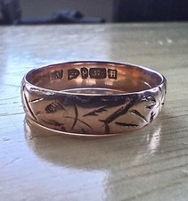 1891 Wedding Band 9ct Rose Gold Victorian Beautiful Design Size P 2.2g Unisex