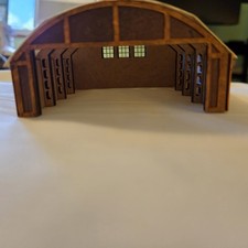 N Scale 1:16 Painted Wood Airport Hangar Buil...