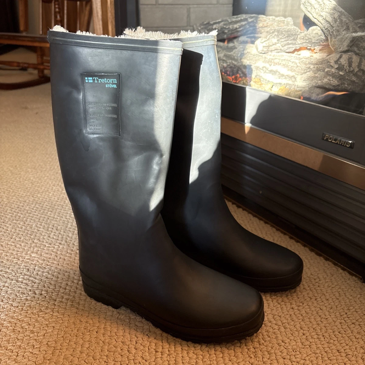 Tretorn Dark Gray Rubber Rain Boots Tretorn Lina Womens Chelsea Rain Boots Black Rubber Fur  main image 3