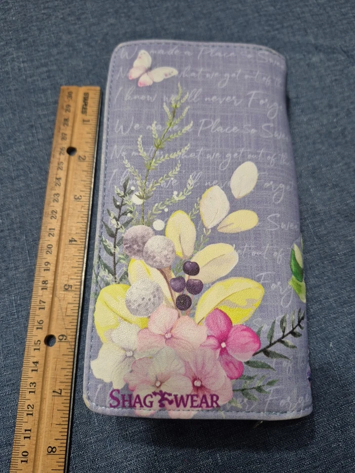 Carteira feminina de couro sintético Shag Wear Canada 7 X 4, flores e pássaros - Imagem 2 de 4
