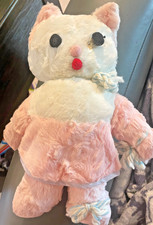 Unmarked Rushton 1950s pink cat Plush animal rare family owned stuffed kitten
