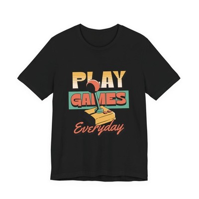 Retro Arcade Joystick Graphic T Shirt   Play Games Everyday   Gamer Tee