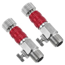 2Pcs 1/8 Air Brush Connector Adapters Quick Connect Airflow Control Valve Red
