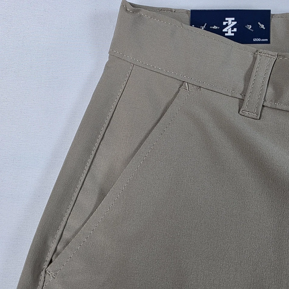 Pantalones Cortos Izod Performance Niños Talla 16 Caqui Cintura Ajustable Fácil Cuidado Elastizados Foto 4 de 4