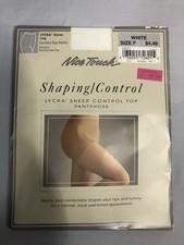 Nice Touch Shaping Control Pantyhose White Sheer Lycra Size F Vintage