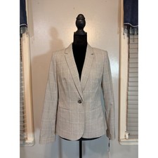 Calvin Klein Plaid Blazer Womens 6 Tailored Career Officecore Jacket NWT