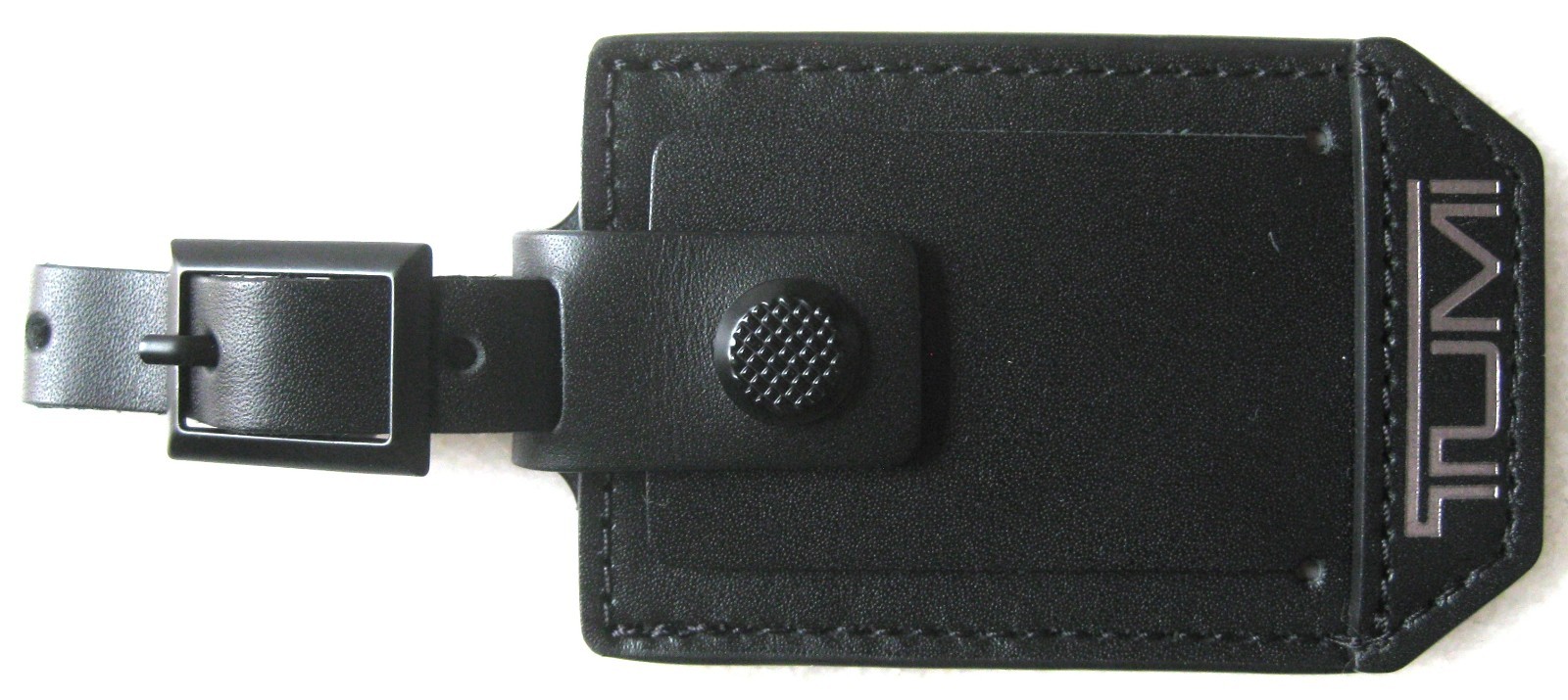 Bag Id Tag New, Black, Black Strip, Silver Logo, 3 1/4" X 2 1/8"