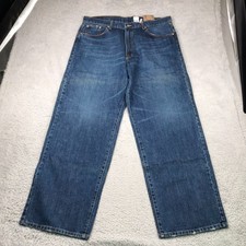 Vintage Lucky Brand Dunagrees Mens 38 40x33 Blue Baggy Relaxed CottonJeans NEW