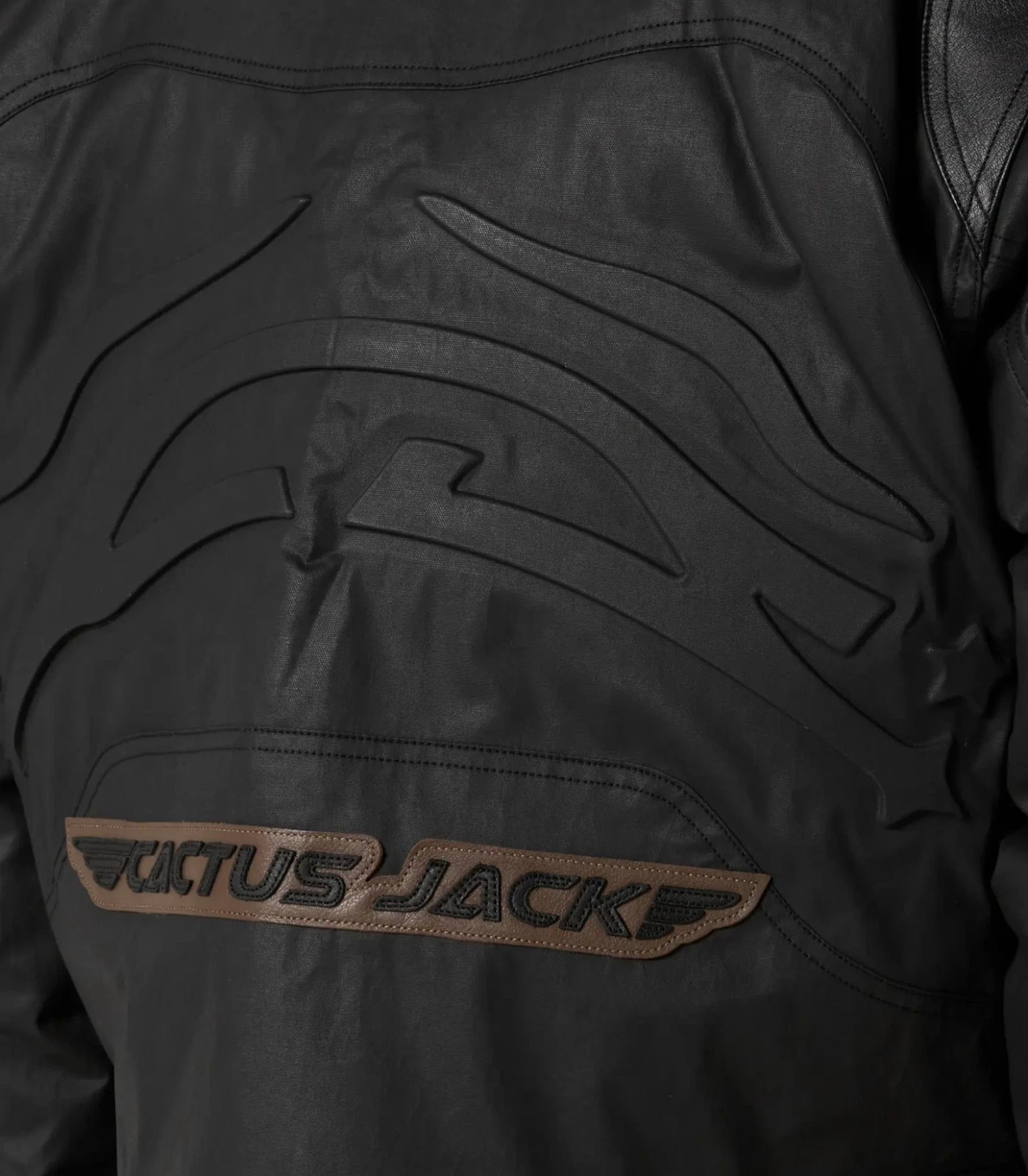 Jordan Cactus Jack Men’s XL Black Leather Jacket Full Zip Band Collar - product detail image 10