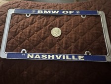 Vintage Bmw Of Nashville Blue Chrome License Plate Frame 1972d Kennedy Coin