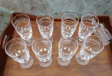 7+2 Val St. Lambert MCM Kent York 6.5” crystal footed ice tea glasses AS IS
