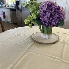 yellow Linen Tablecloth 50X50.  Wide Border
