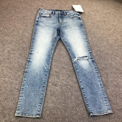 New Aeropostale Super Skinny Soft Flex Jeans Mens 32x32 Light Wash Destroy Denim