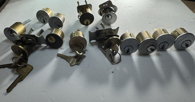 Lot of 13 Vintage Rim Cylinders - For Parts - Locksmith Special