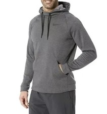 Nike Men's M Therma Dri-Fit Training Hoodie Heather Gray Fleece Lined Read