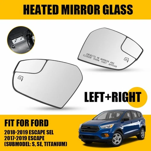 Driver Passenger Side Heated Mirror Glass Fits Ford Escape 2017 2018 2019 H