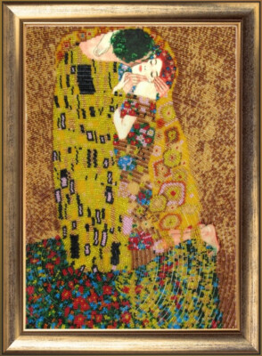 Kiss by Gistav Klimt - Perlenstickset, Perlen Kreuzstich Set