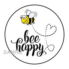 30 BE BEE HAPPY Stickers Favors Labels round 1.5" ENVELOPE SEALS PARTY FAVORS
