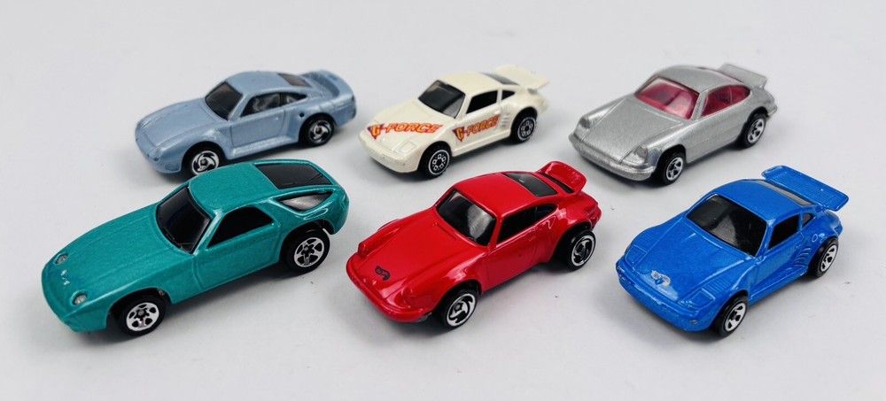 6 Vintage Porsche Hot Wheels - 1990s Metal Body & Base Models  
