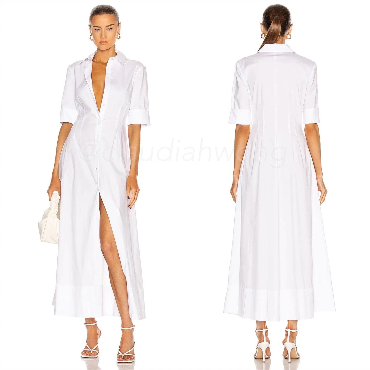 White button hot sale front maxi dress
