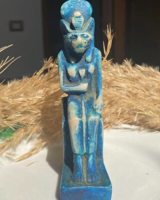 Ancient Egyptian blue glaze statue of Sekhmet circa 2500-1000 B.C