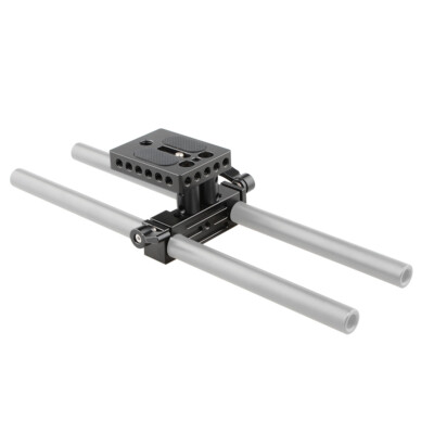 Base Plate Camera Mount Height Riser w/15mm Dual Rod Rail Clamp fr DSLR Cage Rig