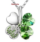 18k White Gold Plated Made with Swarovski Crystal Four Leaf Clover Necklace N55