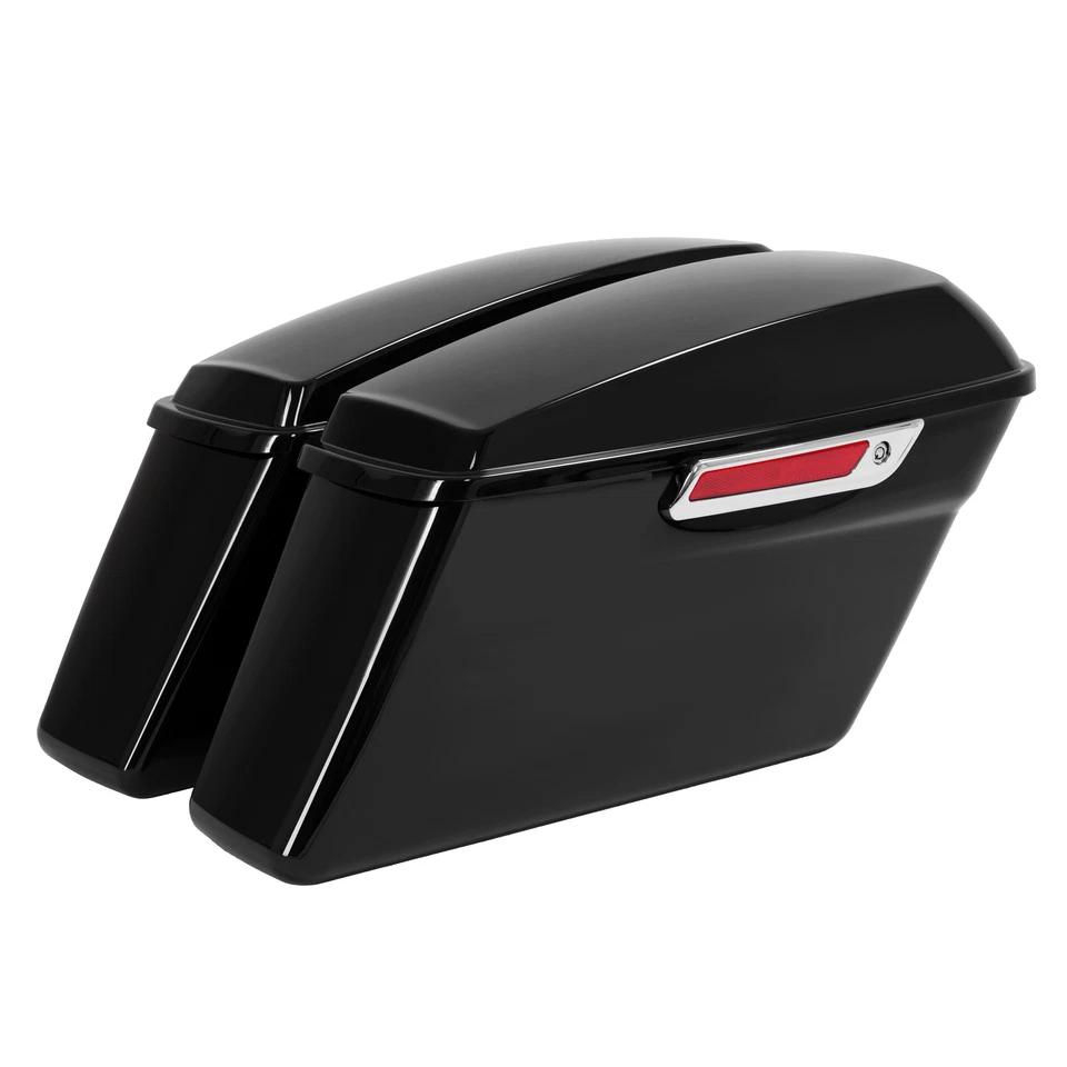 Vivid Black Hard Saddlebag Saddle Bags For Harley Touring Softail Dyna Sportster Foto 4 de 4