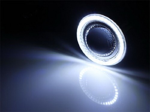 IJDMTOY 3-Inch Projector Fog Lights With Ultra Blue 40-LED Halo Angel Eyes - Universal Fit