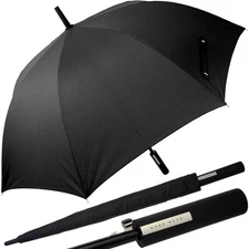 HUGO BOSS, umbrella & cases, black stabschirm, automatic, city screen, new