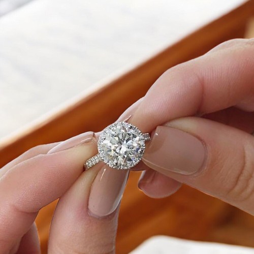 IGI Certified Lab Created 2.70 Ct Round Diamond Wedding Ring Platinum 950 - Picture 2 of 11