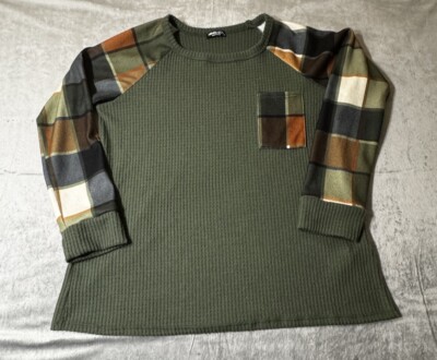 Womens Heimish USA Green Plaid Print Irish St Patrick s Day Shirt Size L