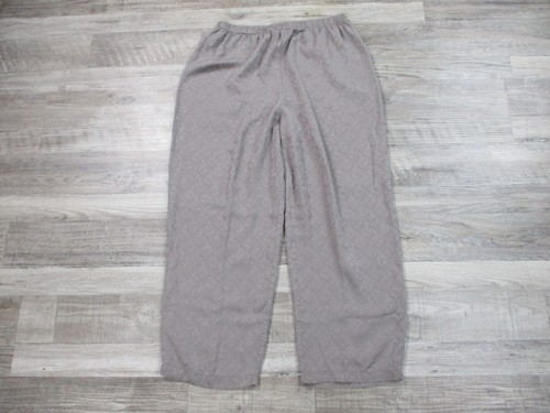 Judith Heart Pajamas Womens Medium Taupe Jacquard Silk Pant Shirt Lounge - Picture 8 of 20