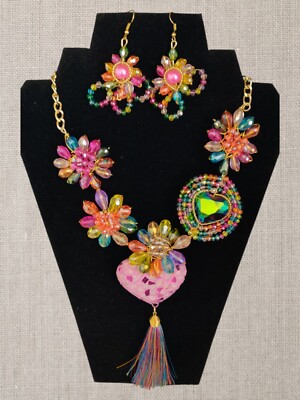 mexican handmade necklace Collares artesanal mexicano, corazon 