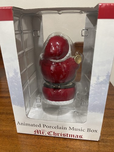Mr Christmas Animated Porcelain Hinged Music Box Santa With Train - 5” Tall 2005 - Picture 4 of 7