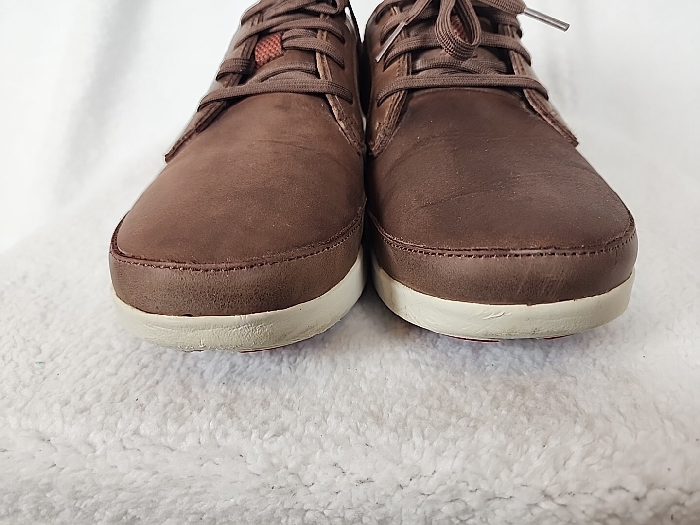 SAOLA Scarpe uomo Superfeet Ross pelle stringate passeggio taglia 10 marrone solette bianche