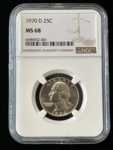 1970 D NGC MS 68 WASHINGTON QUARTER HIGH GRADE! Bright White Coin in Brown Label