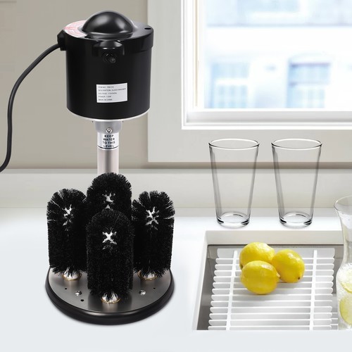 Lavadora de vasos de vidrio eléctrica comercial máquina de limpieza de copas de vino 5 cepillos 800/h - Imagen 3 de 17