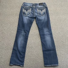 Vigoss Jeans Womens 30x32 The Dublin Straight  Leg Embroidered Low Rise