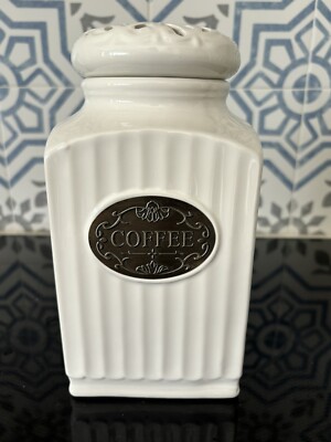 THL Farmhouse Coffee Canister Jar Lace Lattice Top Classic French Chic Home