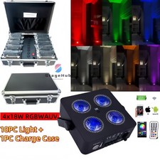10pc Case Battery Led Par Mini 4x18W 6IN1 Powered Wireless DJ Party Led Uplights