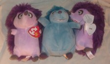 LOT OF 3 TY BEANIE BABIES HEDGEHOGS NEW WITH TAGS 2 UNA'S, 1 CUATRO