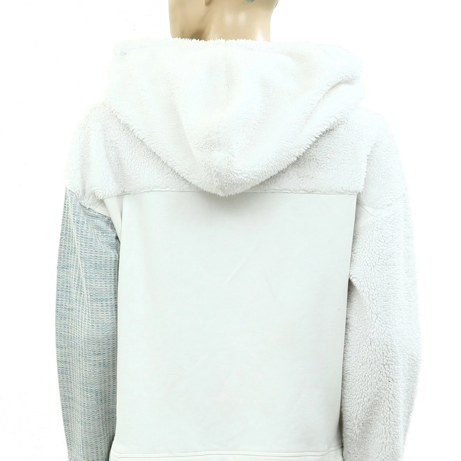 OFF WHITE Felpa con cappuccio Daily Practice by Anthropologie oversize patchwork XS nuova 226074