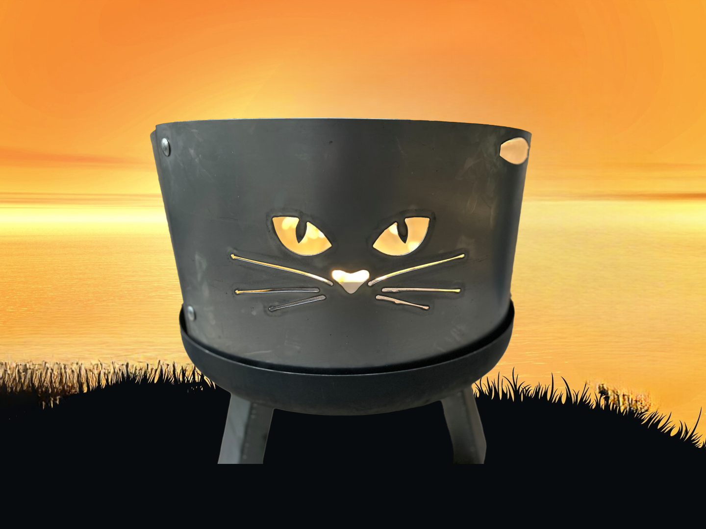 Motivrand MIAU Feuerschale Funkenschutz 60cm Feuerschalen Windschutz